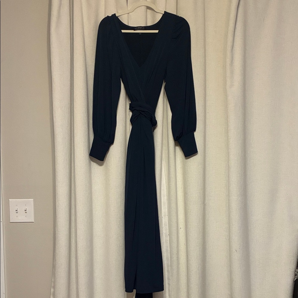 ELOQUII Navy Blue Long Sleeve Dress